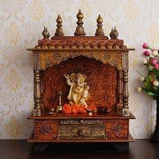 Universal Art Handcrafted Wooden Temple/Mandir/Pooja Ghar/Mandapm (Brown)