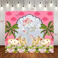 s2s-traditional-backdrop-decoration-cloth-pink-lotus-4-cows-backdrop-gomatha-for-pooja-decoration-5-feet-height-5-feet-width