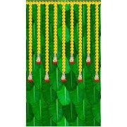 vaidhika - Backdrop Cloth for Pooja Decoration (Long Yellow Flowers) - M 14 - Decoration Backdrops