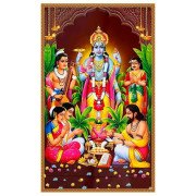 vaidhika - Satyanarayana Swamy Backdrop - M 4 - Gods Backdrop - Backdrop for Pooja Decoration Purposes (5x8 ft)