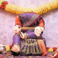 puja-n-pujari-fabric-varalakshmi-idol-violet-and-gold-saree-decorative-showpiece-with-free-agarbatti-packet-fantasy-241-cm-178-cm