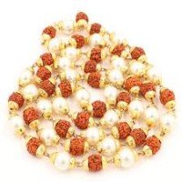 2 In 1 Mala 8MM Rudraksh & Spatik Mala Rosary With Gold Plated Cap ( 54 Beads)