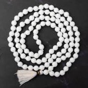 White Hakik Mala/Rosary 6mm (108 Beads)