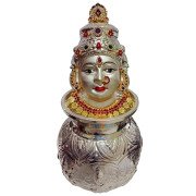 vaidhika German Silver Ashta Laxmi Kalasam With Ammavari Face - Silver Plated Face - Laxmi Mukhota (Kwdf-S, Fantasy, 9 Cm, 9 Cm)